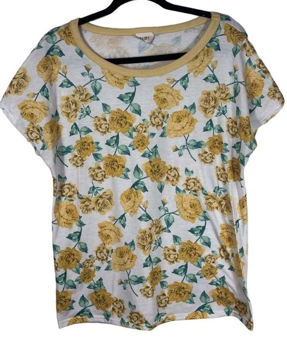 BiB! Yellow Rose Floral Print Short Sleeve Crew Neck T-Shirt